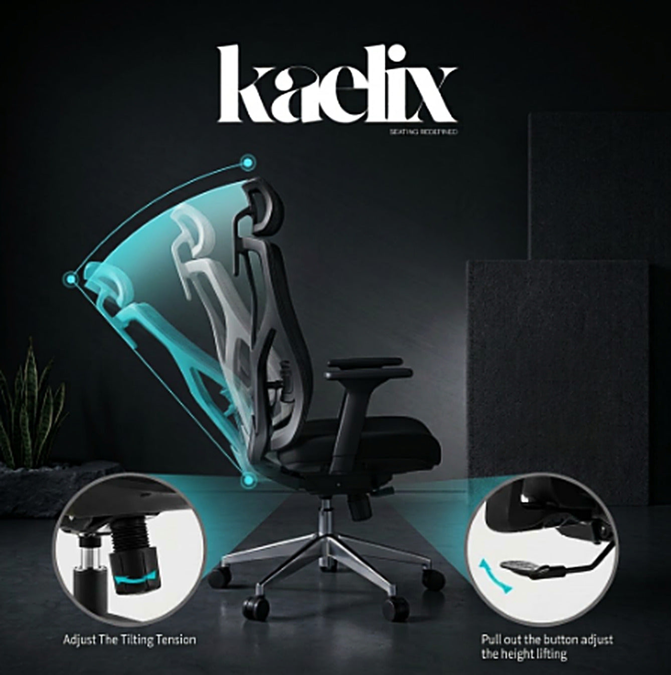 Recline that changes your sitting angle. — KAELIX Ergonomic Chair